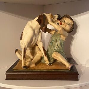 1955 Guiuseppe Armani porcelain dog licking girl